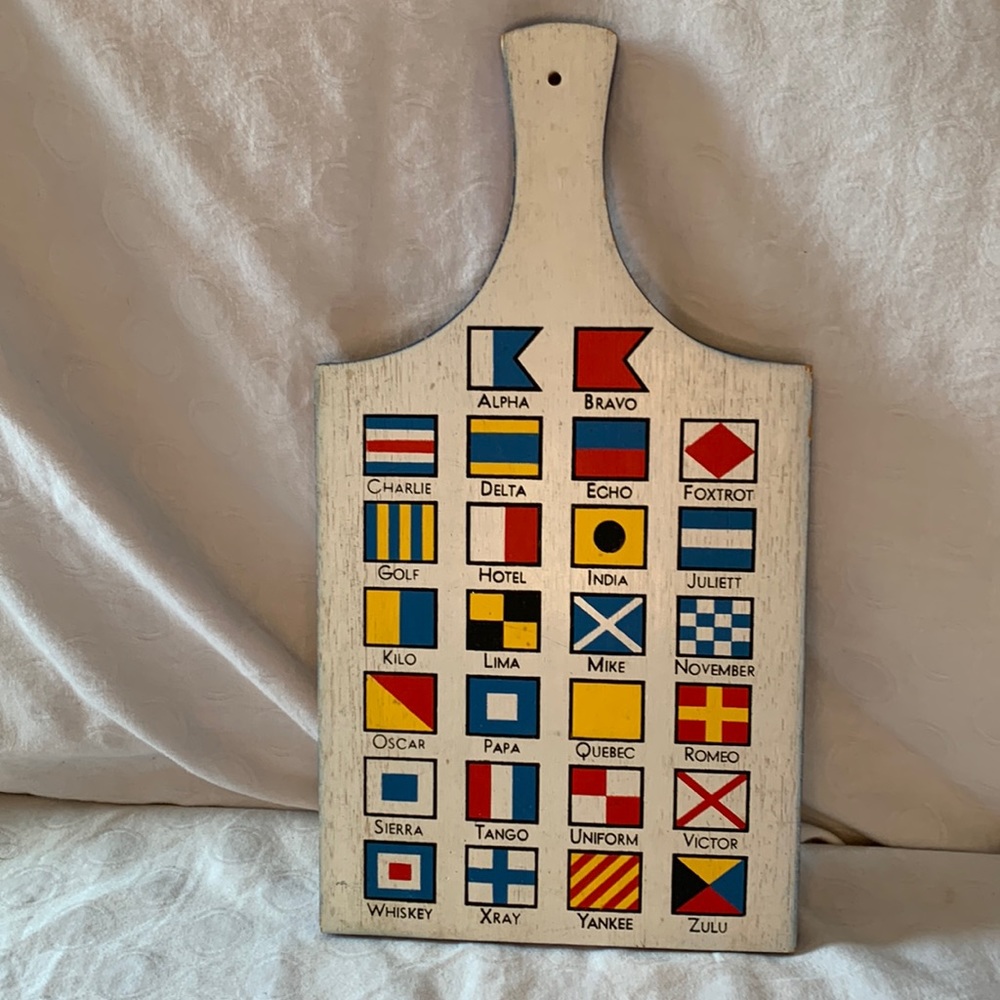 RARE FIND Icao Phonetic Alphabet Wood Cutting Board Plaque